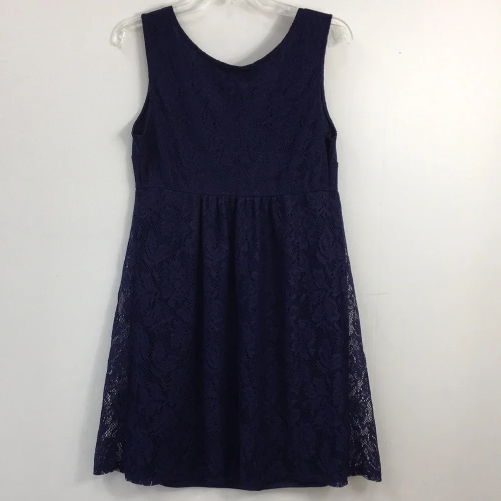 Oh Baby by Motherhood Maternity Navy Lace Overlay Sleeveless Midi Dress Size M